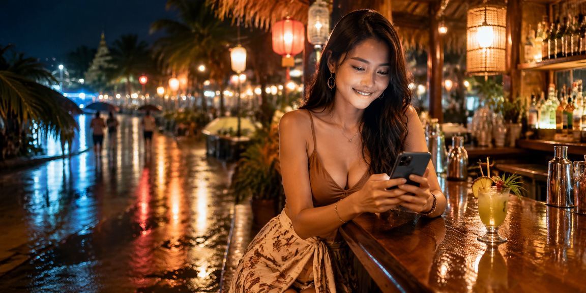 Người dùng truy cập casino di động tại chợ đêm Phú Quốc